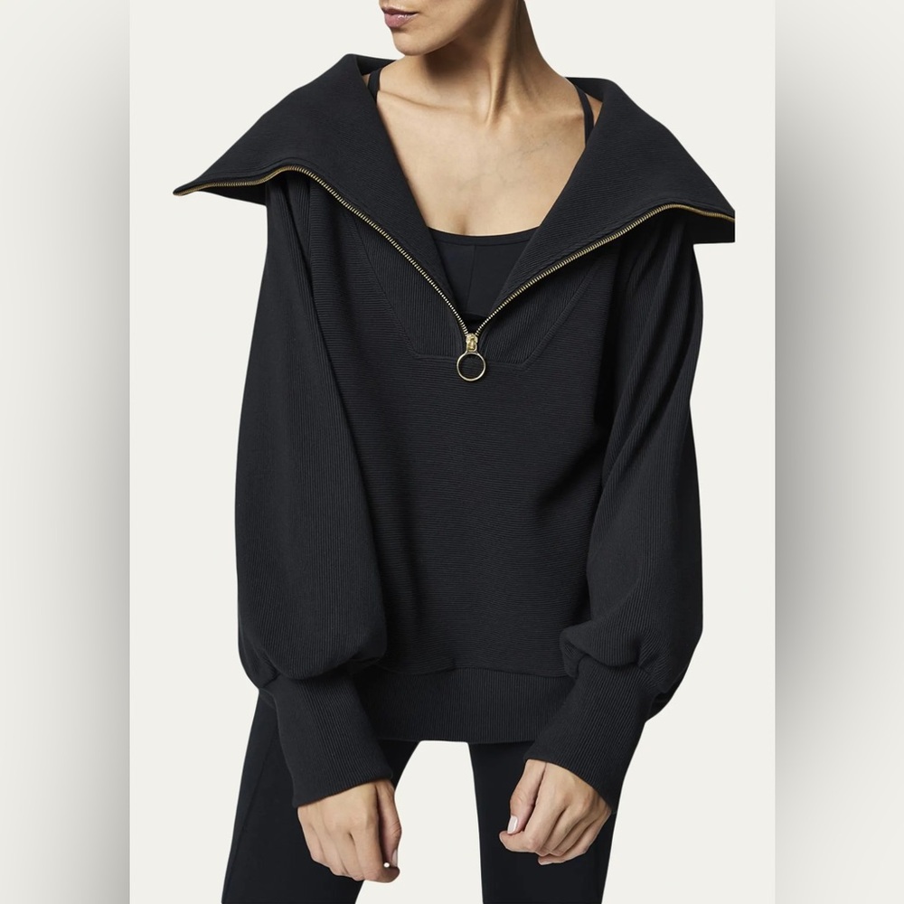 Varley Vine Ottoman Half Zip Pullover Black Size Medium Oversized